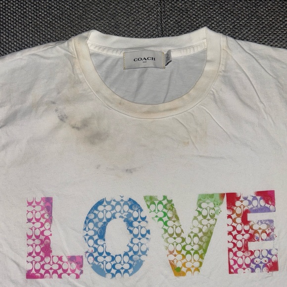 Coach LOVE Multicolor Print White T-Shirt - Picture 2 of 4